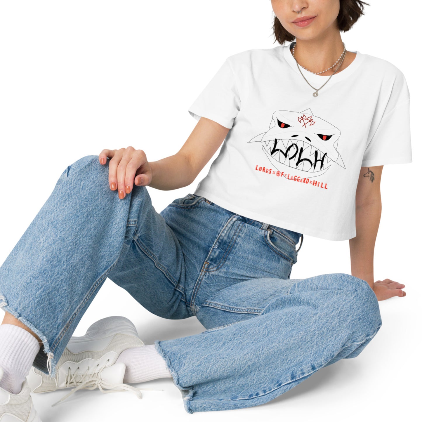 Shark Face (Ladies Crop Top)